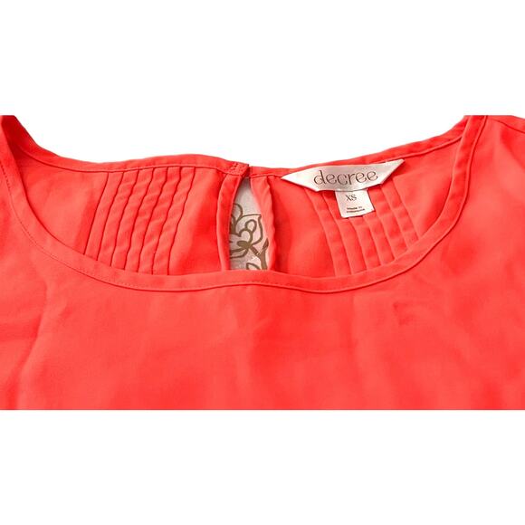 DECREE CAP SLV PULL-OVER TUNIC BLOUSE, WOMENS, XS, ORANGE/PEACH, HIGH-LOW - Picture 2 of 11